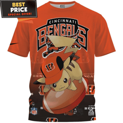 Cincinnati Bengals x Pikachu True Fan Fullprinted TShirt, Cincinnati Bengals Fan Gifts  Best Personalized Gift  Unique G