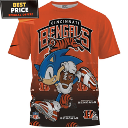 Cincinnati Bengals x Sonic Home Run Fullprinted TShirt, Cincinnati Bengals Football Gifts  Best Personalized Gift  Uniqu