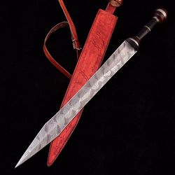 Handmade Damascus Steel Sword,Roman Gladius Sword,Viking Sword,Personalized Sword, Micarta Handle With Sheath, Gift Him