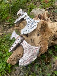 02 God of WAR carbon steel forged Viking bearded axe head, 2 Levithan axe head