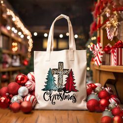 Christmas Tote Bag Christian Gift, Mom Christmas Gifts, Christmas Shoulder Bag, Xmas Grandma Gift