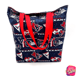 Houston Texans Football Lined Reversible Reusable Tote Grocery Shopping Project Craft Book Beach Gift Bag Washable Sturd