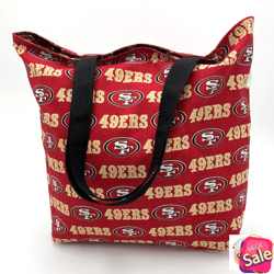 San Francisco 49ers Lined Tote Reversible Reusable Grocery Shopping Project Gift Book Beach Bag Free Shipping 1