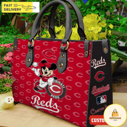 Cincinnati Reds Mickey Women Leather Hand Bag, Custom Bag