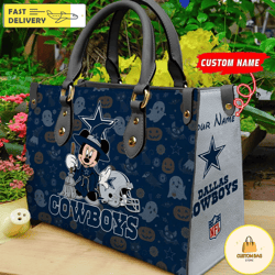 Dallas Cowboys NFL Minnie Halloween Women Leather Hand Bag, Custom Bag