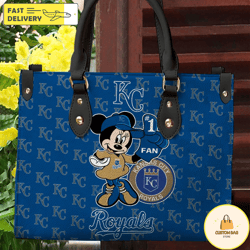 Kansas City Royals Minnie Women Leather Hand Bag, Custom Bag