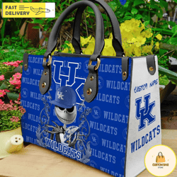 Kentucky Wildcats NCAA Jack Skellington Women Leather Bag, Custom Bag