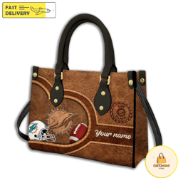 Miami Dolphins-Custom Name NFL Leather Bag, Custom Bag