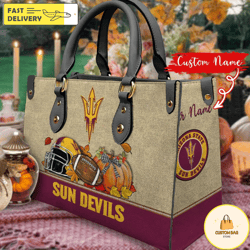 NCAA Arizona State Sun Devils Autumn Women Leather Bag, Custom Bag