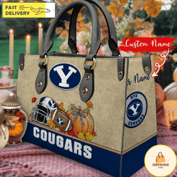 NCAA BYU Cougars Autumn Women Leather Bag, Custom Bag