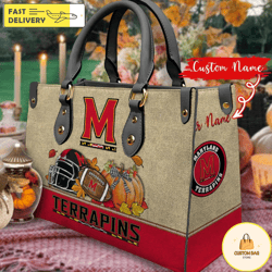 NCAA Maryland Terrapins Autumn Women Leather Bag, Custom Bag