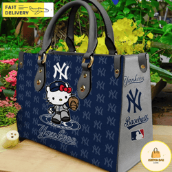 New York Yankees Kitty Women Leather Hand Bag, Custom Bag