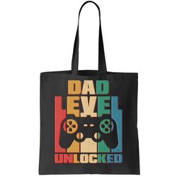 Retro New Dad Level Unlocked Video Gamer Tote Bag