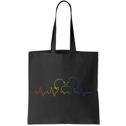 Gay Pride LGBT Lesbian Rainbow Heartbeat Tote Bag
