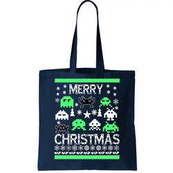 Merry Christmas Ugly Alien Sweater Tote Bag