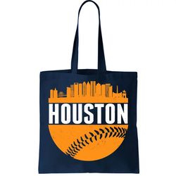 Classic Houston Skyline Baseball Tote Bag