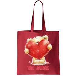 Cute Teddy Bear Holding Heart Be Mine Valentines Day Tote Bag