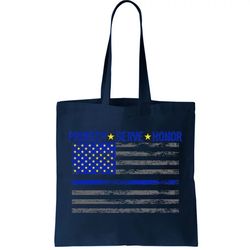 Distressed Police Blue Striped Flag Tote Bag