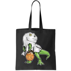 funny t-rex ghost pumpkin candy tote bag