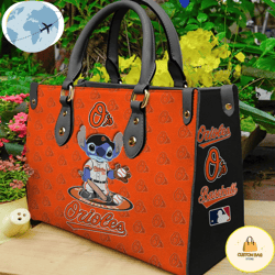 Baltimore Orioles Stitch Women Leather Hand Bag, Custom Bag, Sport Bag