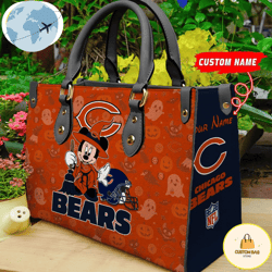 Chicago Bears NFL Minnie Halloween Women Leather Hand Bag, Custom Bag, Sport Bag