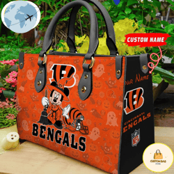 Cincinnati Bengals NFL Minnie Halloween Women Leather Hand Bag, Custom Bag, Sport Bag