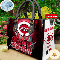 Cincinnati Reds MLB Halloween Women Leather Hand Bag, Custom Bag, Sport Bag