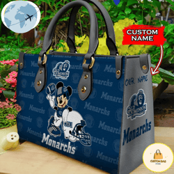 Custom Name Ncaa Old Dominion Monarchs Mickey Leather Bag, Custom Bag, Sport Bag