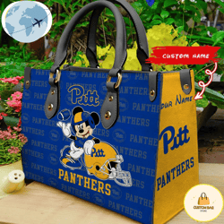 Custom Name Ncaa Pittsburgh Panthers Mickey Leather Bag, Custom Bag, Sport Bag