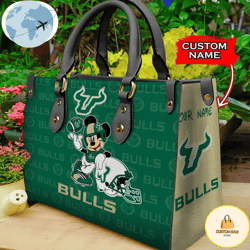 Custom Name Ncaa South Florida Bulls Mickey Leather Bag, Custom Bag, Sport Bag