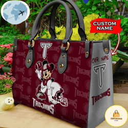 Custom Name Ncaa Troy Trojans Mickey Leather Bag, Custom Bag, Sport Bag