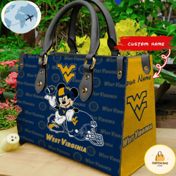 Custom Name Ncaa West Virginia Mountaineers Mickey Leather Bag, Custom Bag, Sport Bag