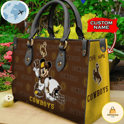 Custom Name Ncaa Wyoming Cowboys Mickey Leather Bag, Custom Bag, Sport Bag