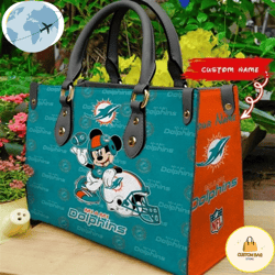 Custom Name NFL Miami Dolphins Leather Bag, Custom Bag, Sport Bag