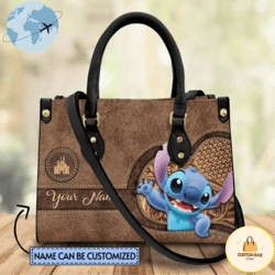 Custom Name Stitch Theme Leather Bags, Lilo and Stitch, Stitch Lovers HandBag, Custom Bag, Sport Bag
