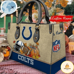 Indianapolis Colts Autumn Women Leather Hand Bag, Custom Bag, Sport Bag