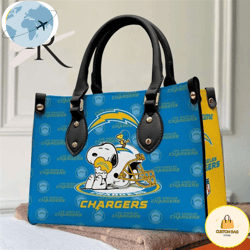 Los Angeles Chargers NFL Snoopy Women Premium Leather Hand Bag, Custom Bag, Sport Bag