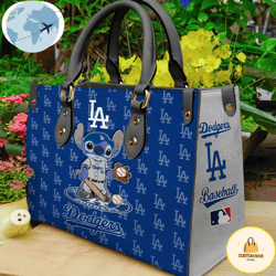 Los Angeles Dodgers Stitch Women Leather Hand Bag, Custom Bag, Sport Bag