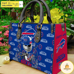 Buffalo Bills NFL Jack Skellington Women Leather Bag