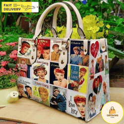 I Love Lucy Poster Cover Collection Leather Bag, Personalized Handbag, Women Leather Bag