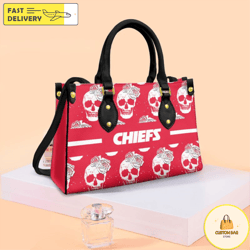 Kansas City Chiefs Skull And Flower Pattern Limited Edition Fashion Handbag
