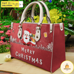Merry Christmas Leather Bag Handbag, Christmas Woman Handbag, Christmas Women Bag and Purses