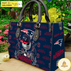 New England Patriots NFL Jack Skellington Women Leather Bag