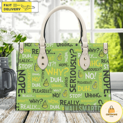 Personalized Christmas Grinch Seriously Handbag, The Grinch Handbag, Grinch Leatherr Handbag