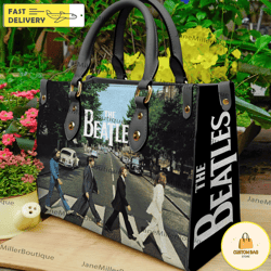 The Beatles Rock Band Leather Bag, Rock Music Handbag, Custom Leather Bag, Woman Handbag 2