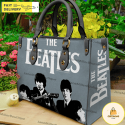 The Beatles Rock Band Leather Bag, Rock Music Handbag, Custom Leather Bag, Woman Handbag