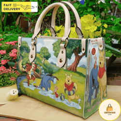 Winnie The Pooh Cartoon Leather Bag hand bag, Custom Pooh Woman Purse, Pooh Lovers Handbag 3