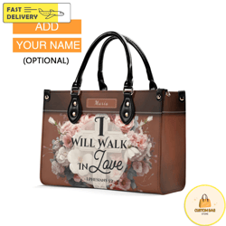 Personalized Leather Bag Custom Name Handbag, Christian Bag Bible Verses Bag Gifts for Women Mom 8