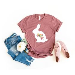 Bunny Shirt Animal Lover Nature Lover Easter Shirt Easter Day Shirt Floral Bunny Shirt Floral Rabbit Shirt Spring Tshirt
