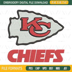Kansas City Chiefs embroidery design, Chiefs embroidery, NFL embroidery